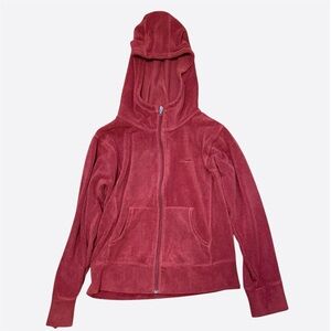 Vintage Patagonia Women's Burgundy Full Zip Plush Fleece Hoodie Size Small